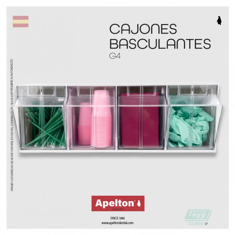 CAJÓN BASCULANTE APILABLE 4 COMPARTIMENTO CLINIC
