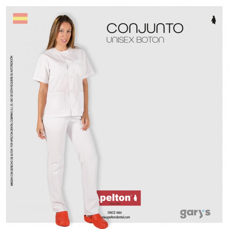 SCRUB SET UNISEX BUTTON UP TWILL WHITE