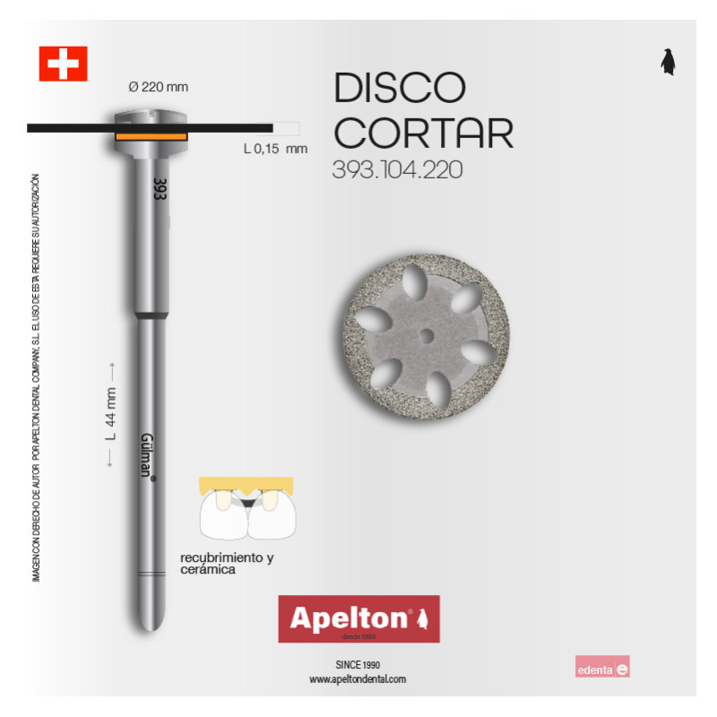 FRESA DISCO DIAMANTE 393.104.220 EDENTA