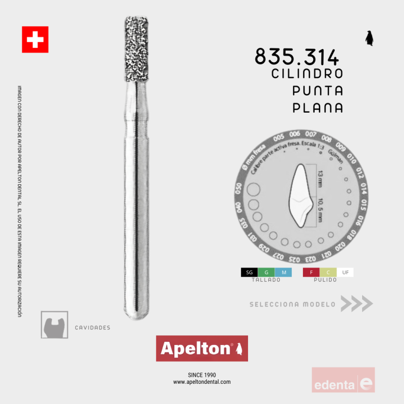 BUR CYLINDER FLAT END 835