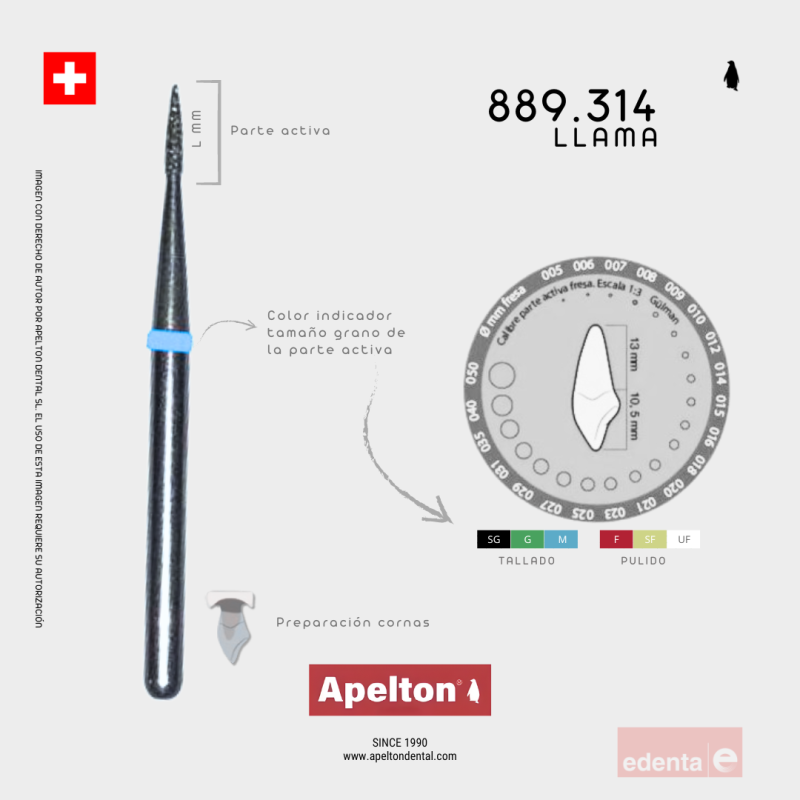 BUR 889 FLAME EDENTA