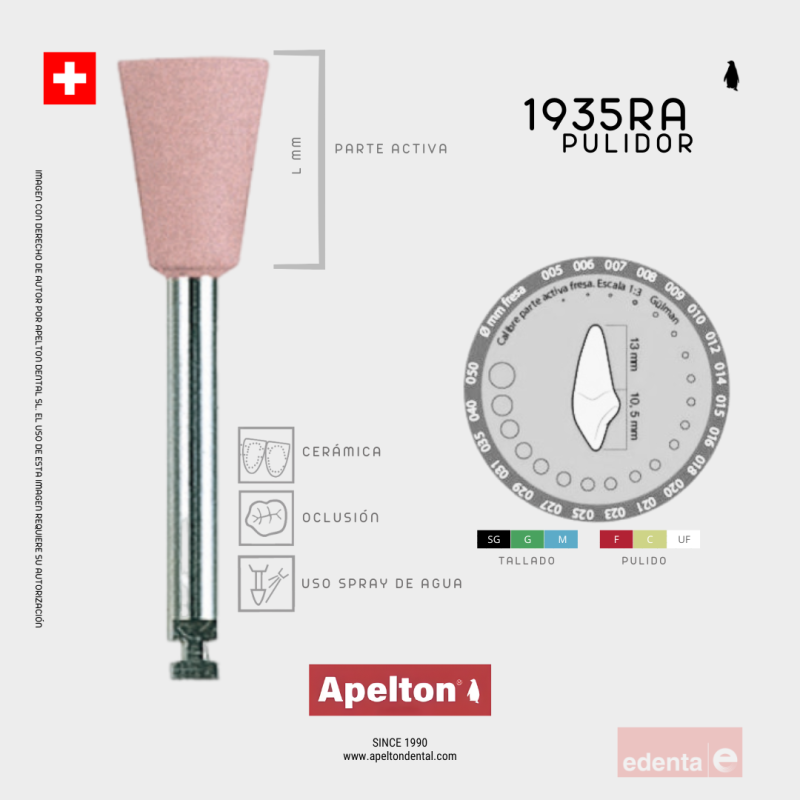 POLISHER BUR 1935RA PINK CUP EDENTA