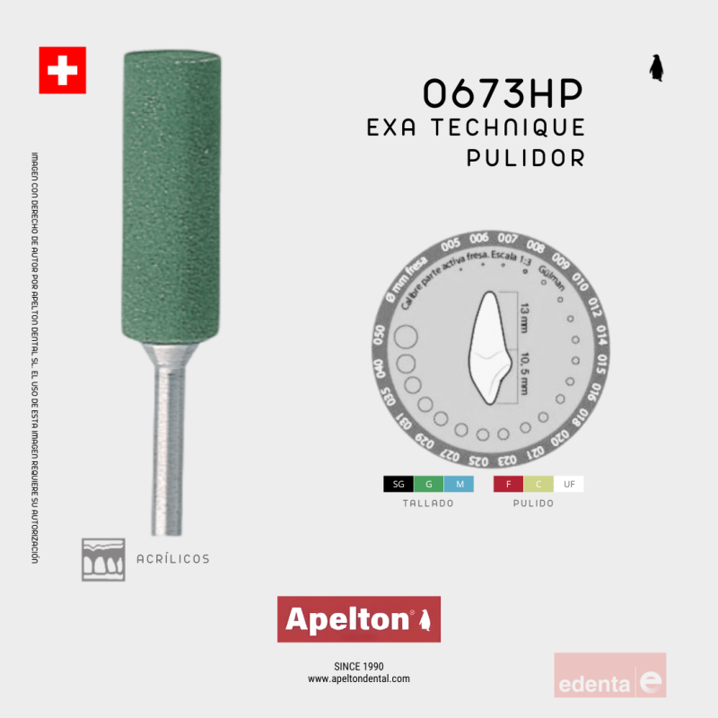 POLISHER 0673HP FOR ACRYLICS EDENTA