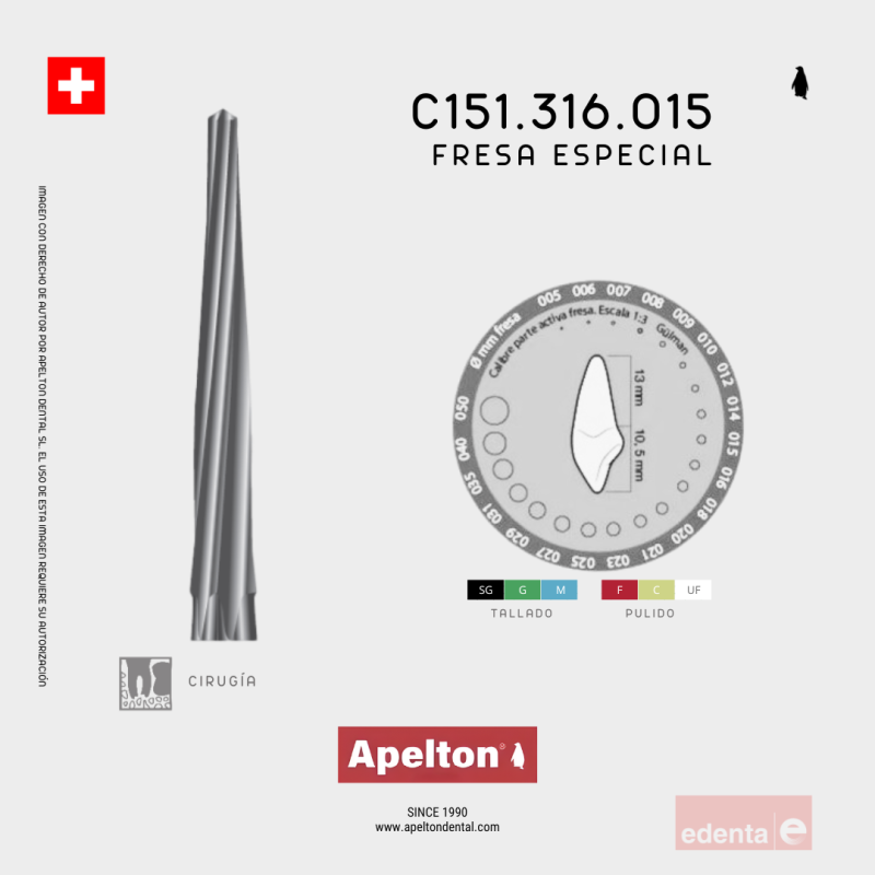 BUR C151 316 015 SPECIALITY CUTTER EDENTA