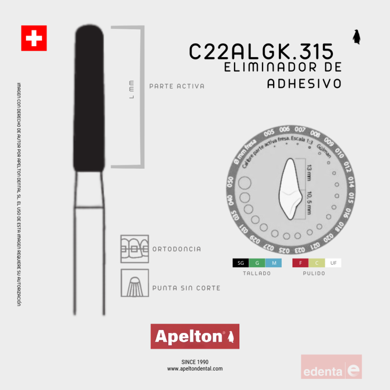 BUR C22ALGK 315 016 ADHESIVE REMOVER EDENTA