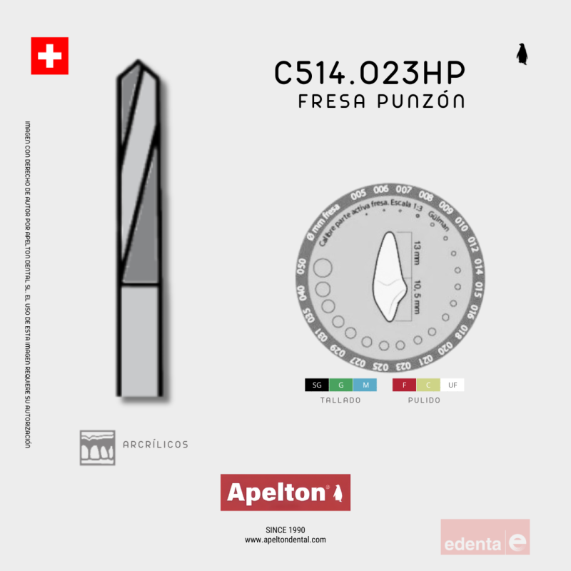 BUR C514 104 023 FISSURE EDENTA