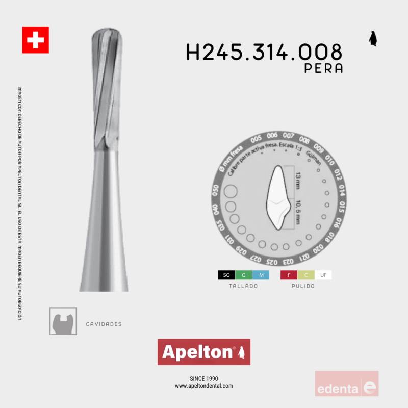 BUR H245 314 008 PEAR EDENTA