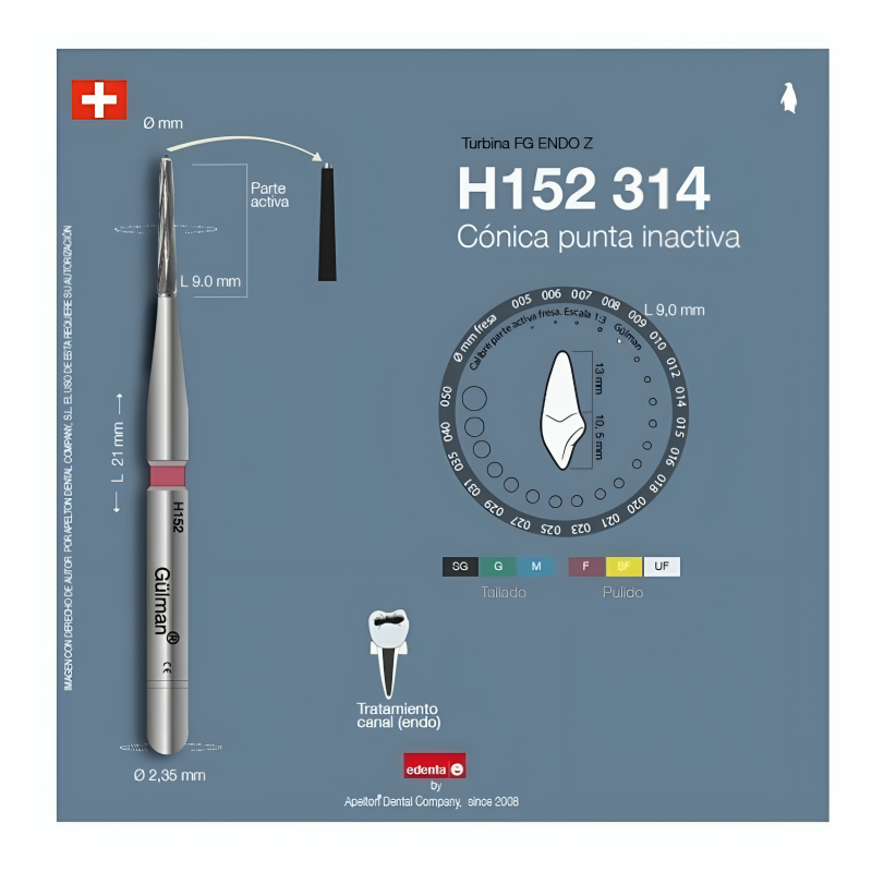H152 BUR ENDO Z 21 MM - EDENTA