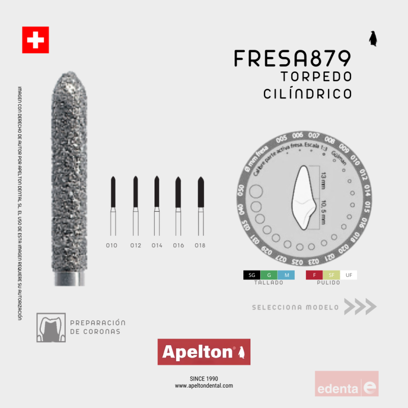 FRESA TORPEDO CILÍNDRICO 879 EDENTA