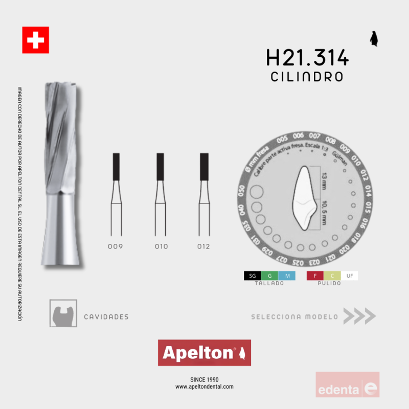 BUR H21.314 CYLINDER EDENTA