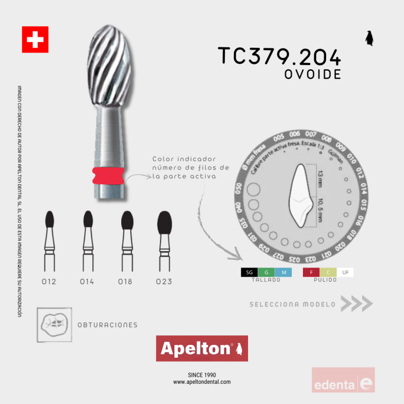 ARO ROJO FRESA OVOIDE TC379 204 EDENTA