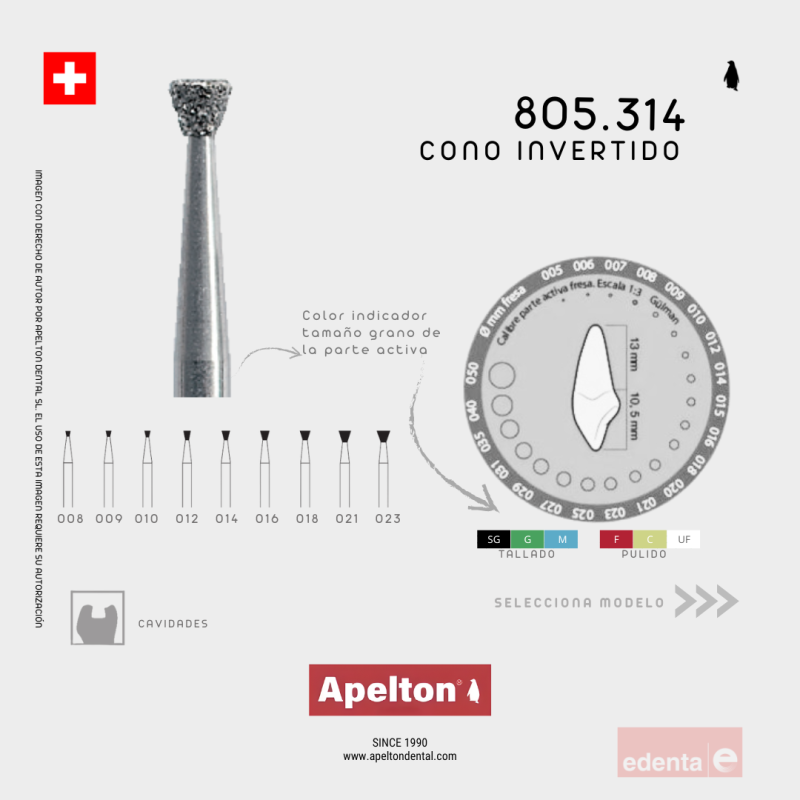 FRESA CONO INVERTIDO 805 314 EDENTA