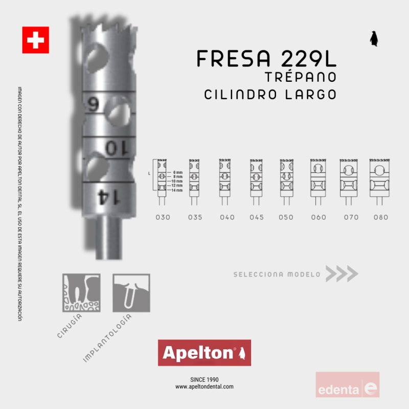 BUR TREPAN CYLINDER LONG 229L EDENTA