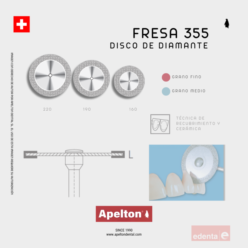 FRESA DISCO DE DIAMANTE 355 EDENTA