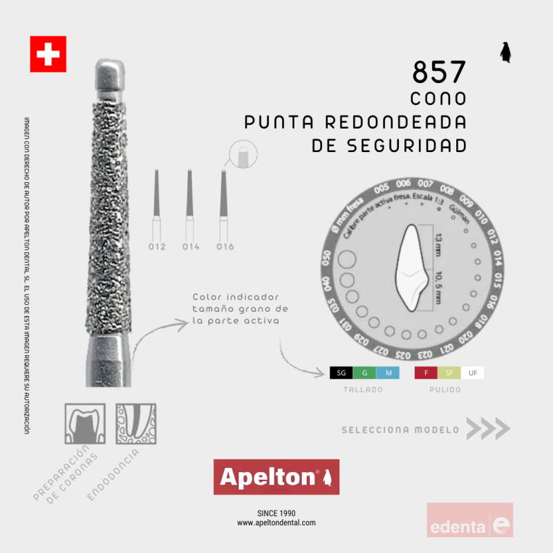 BUR 857 ROUND SAFE END TAPER EDENTA