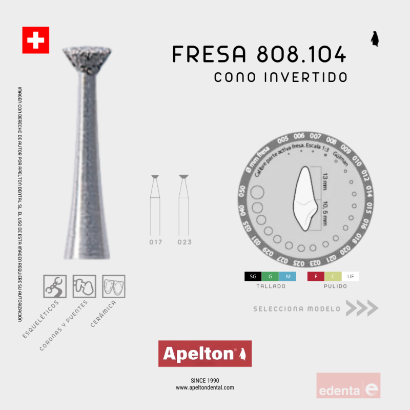 FRESA CONO INVERTIDO 808 104 EDENTA