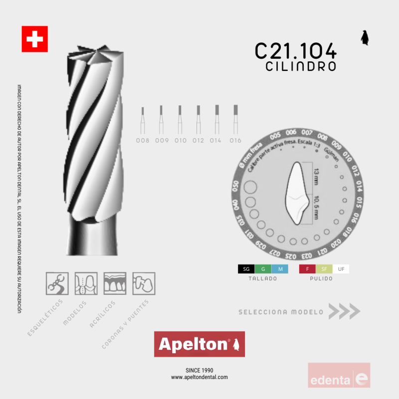 BUR C21 104 CYLINDER  EDENTA