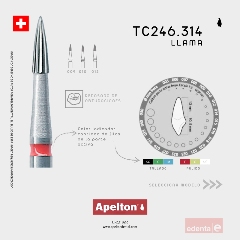BUR TC246 314 FLAME  EDENTA