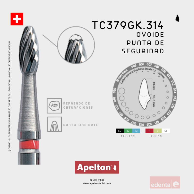 FRESA OVOIDE PUNTA DE SEGURIDA TC379GK EDENTA