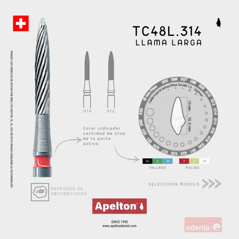 BUR TC48L LONG FLAME EDENTA