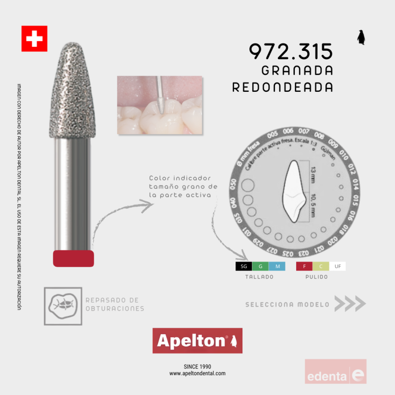 BUR 972 GRENADE ROUND EDENTA