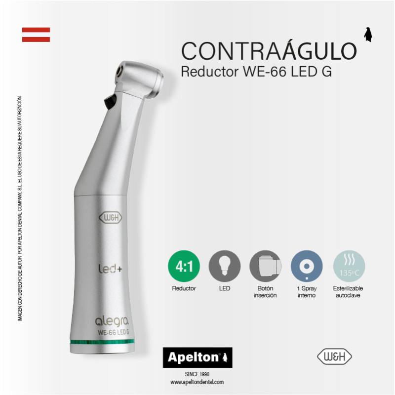 WE-66 LED G CONTRA-ANGLE HANDPIECE 4:1 W&H
