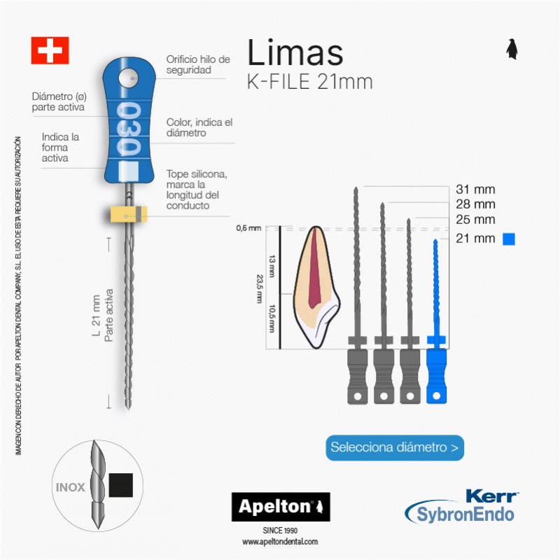 Limas K File de 21 mm Kerr