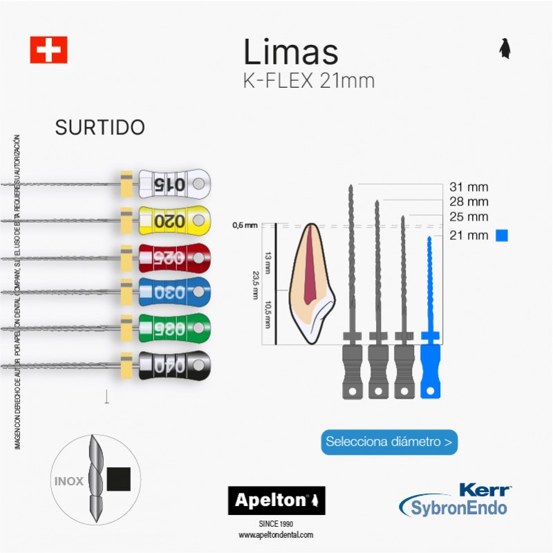 Blister variado limas 15-40 45-80 K-Flex 21mm Kerr