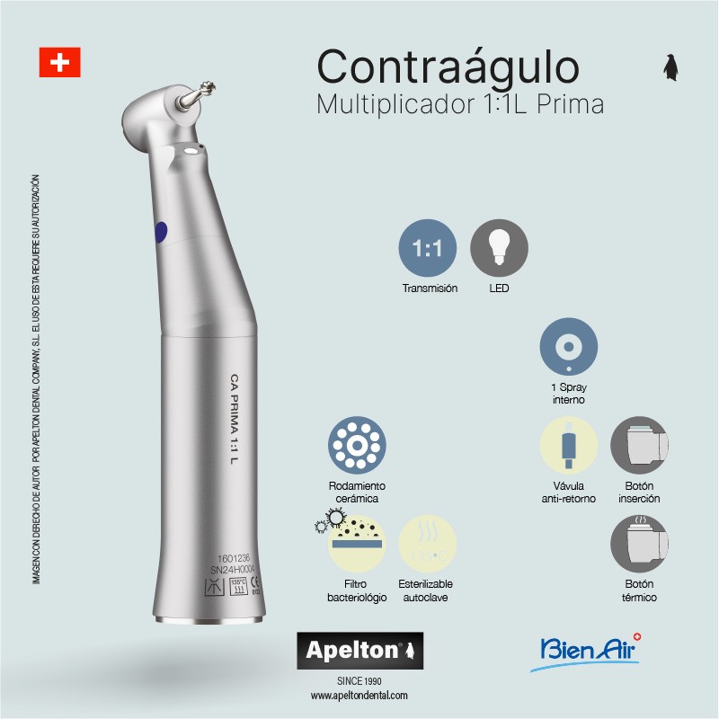 BLUE CONTRA-ANGLE 1:1 PRIMA LED BIEN-AIR