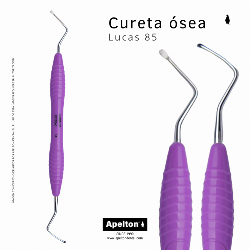 Cureta ósea Lucas 85,  mango de silicona