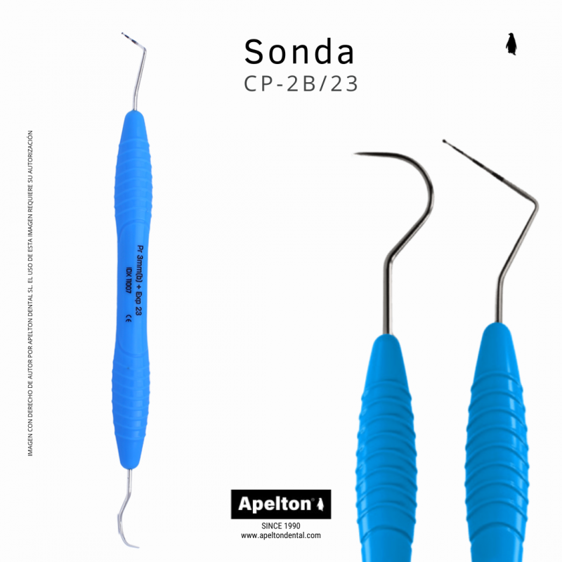 Sonda periodontal CP-2B y explorador 23. Mango ergonómico.