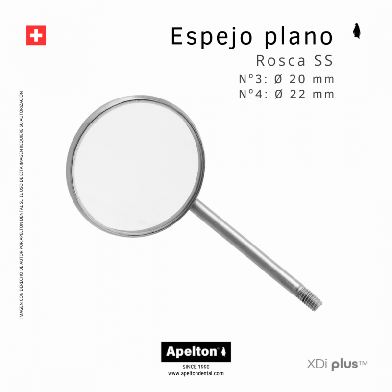 Espejo de exploración plano con rosca SS- Europea