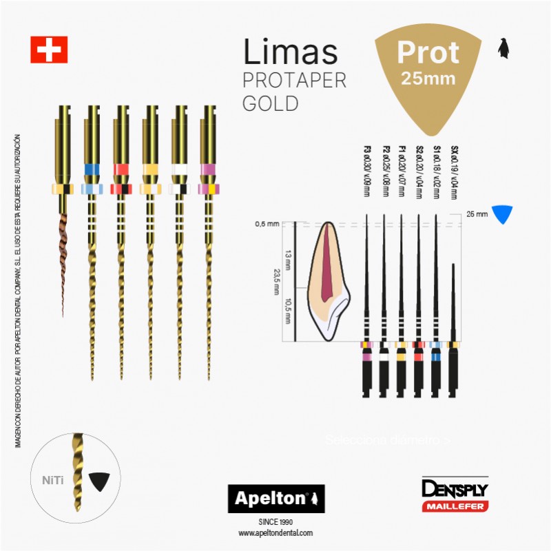 PROTAPER GOLD FILES SET 25 MM MAILLEFER