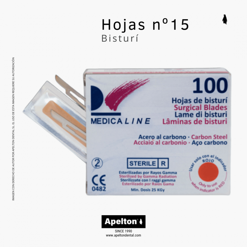 Caja hojas de bisturí 15 MedicaLine