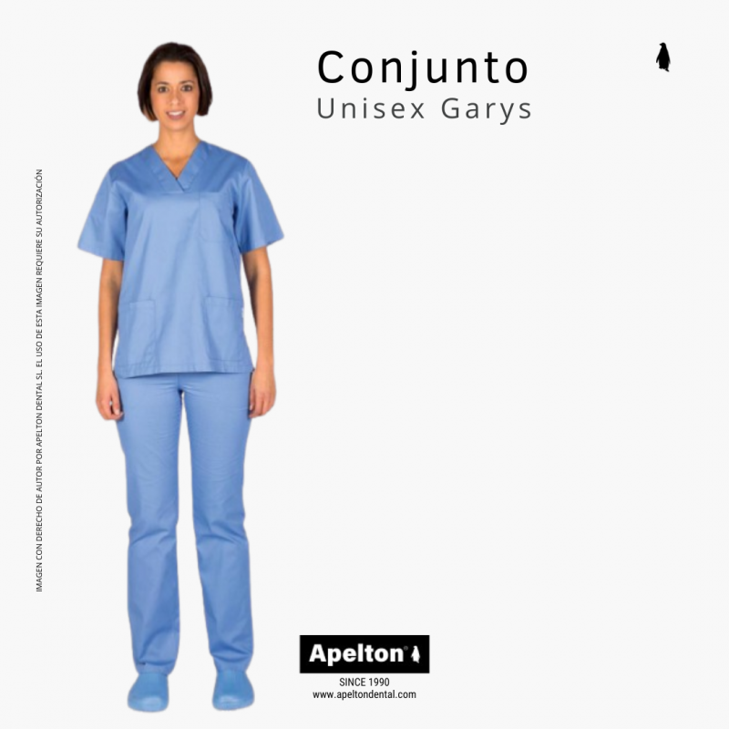 SCRUB SET UNISEX V-NECK TWILL BLUE GARYS