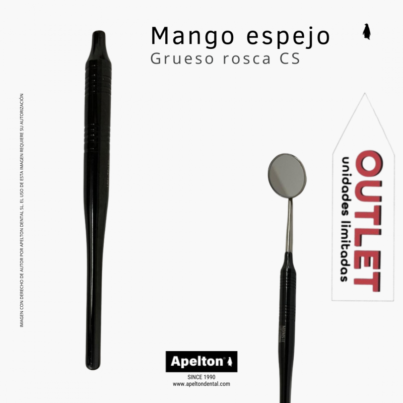 Mango para espejo intraoral, color negro, rosca CS, es grueso. MDMS