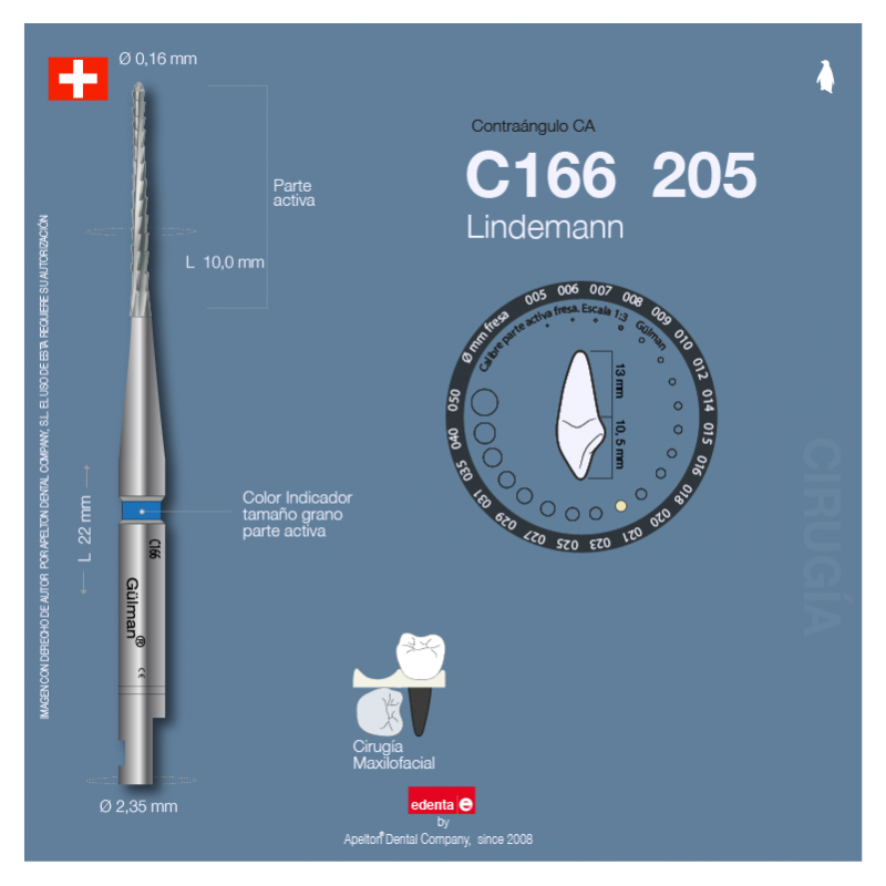 LINDEMANN BUR C166 205 021 EDENTA