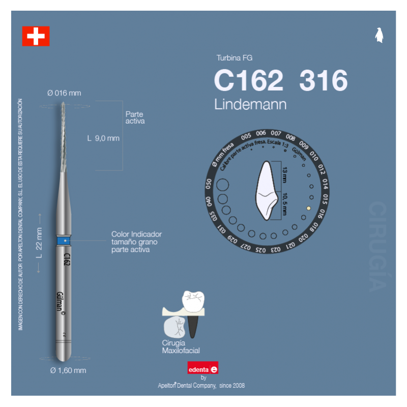 LINDEMANN BUR C162 316 016 EDENTA