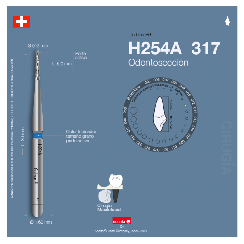 ODONTOSECTION BUR C254A 317 012 EDENTA