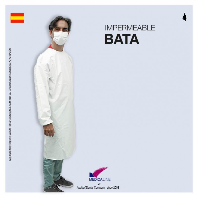 MEDICALINE WHITE WATERPROOF WASHABLE GOWN