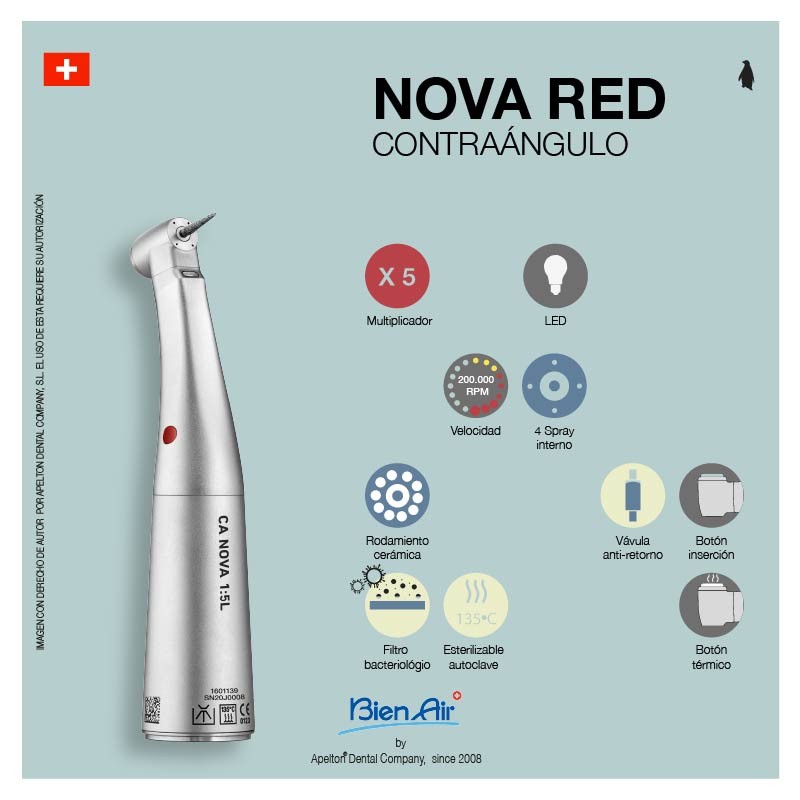 Contraángulo multiplicador rojo Bien Air  1601139-001