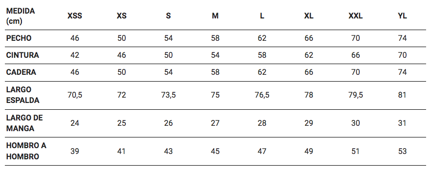 Eider Garys Size Guide