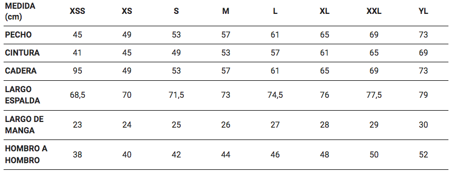 Size guide by Dario Garys