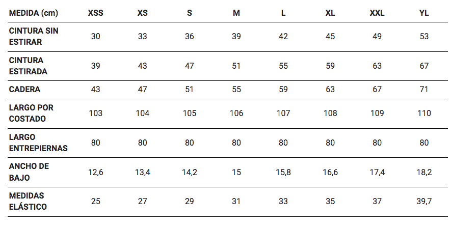 Garys Women's American Trousers Size Guide